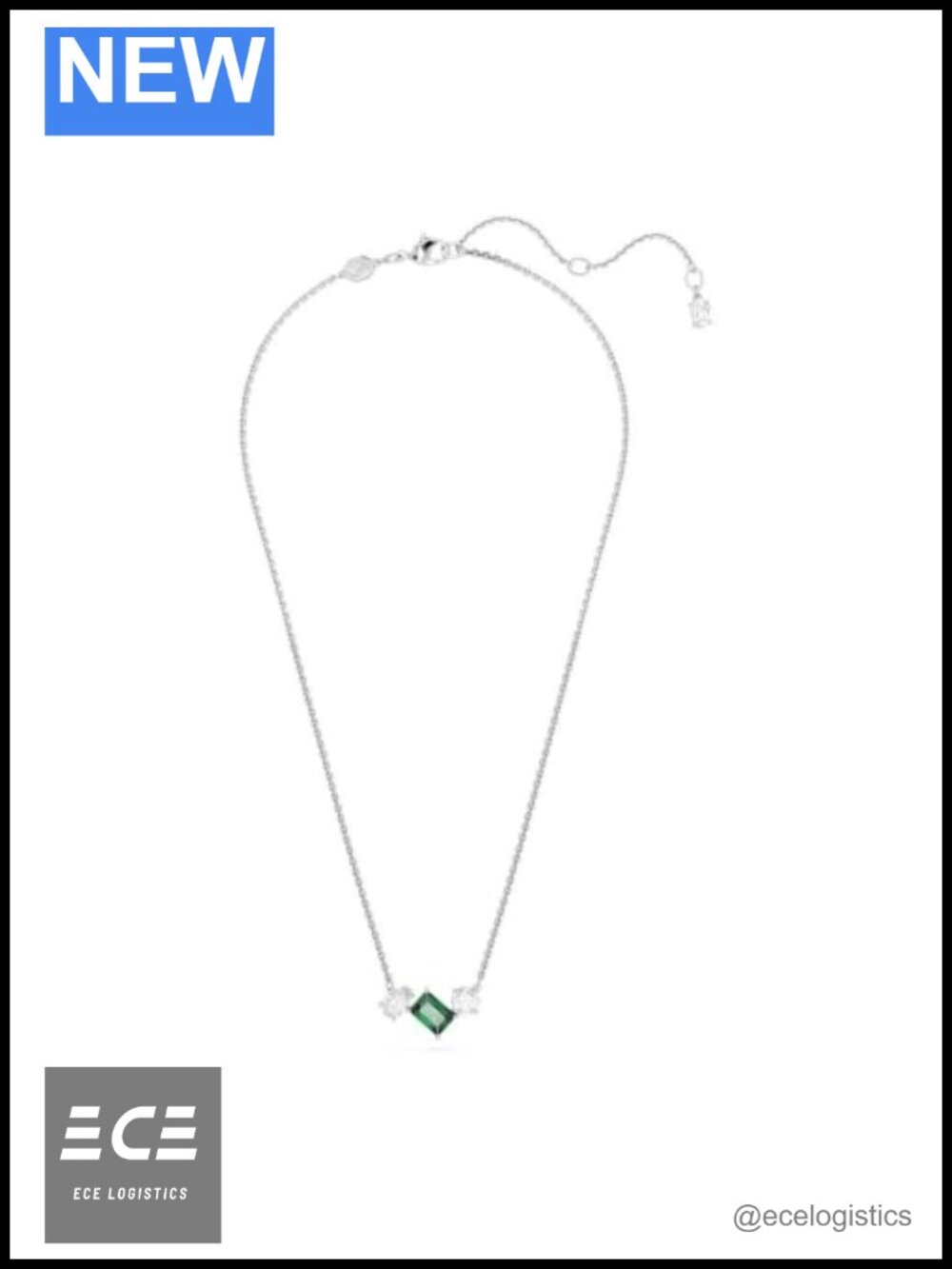 Swarovski Mesmera Necklace Clear Green Crystal Rhodium Finish